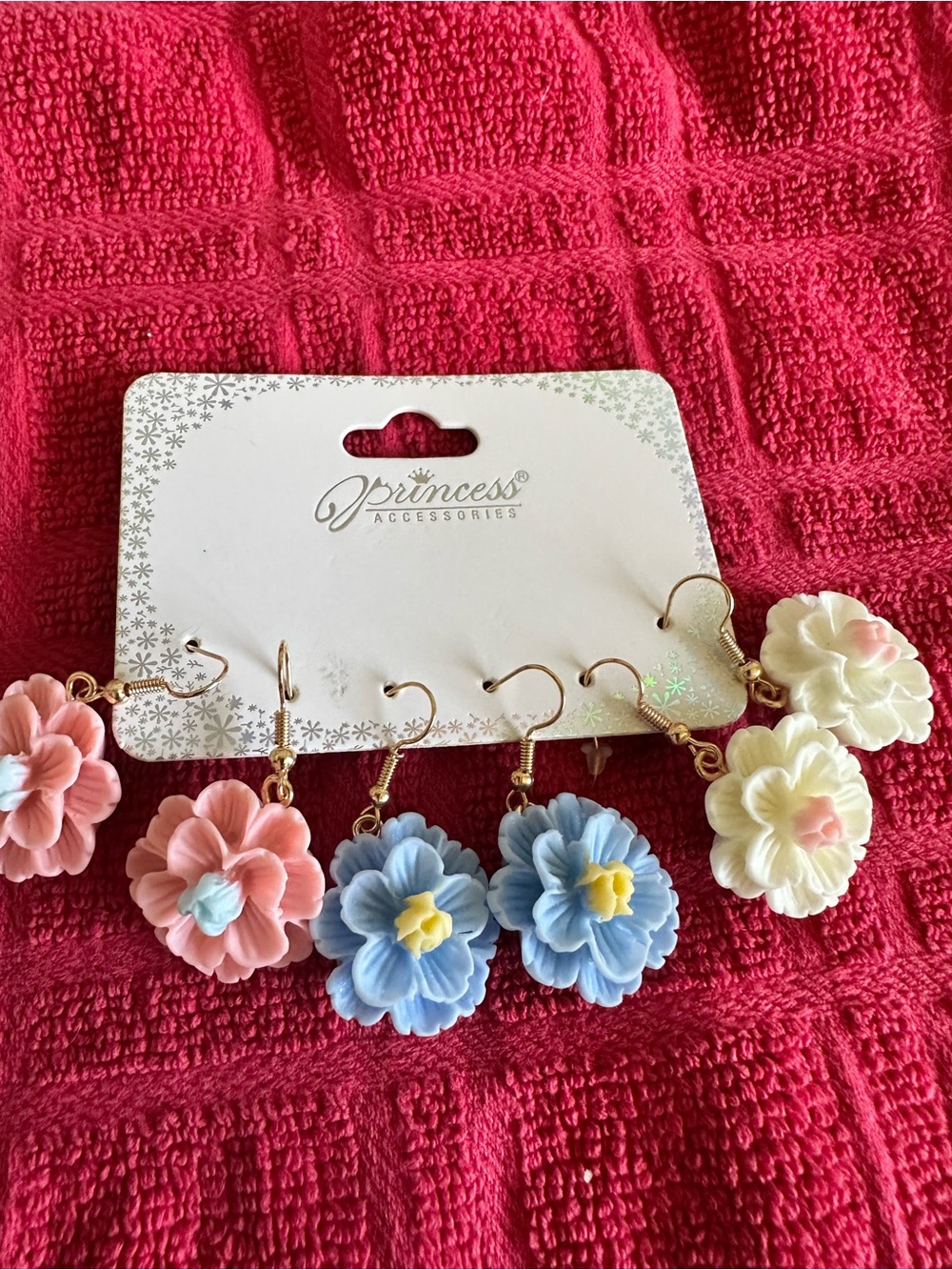 Floral Drop Earrings - Pink, Blue, Cream